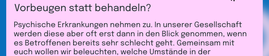 Themenreihe Mental Health Care am 14.11.2024​